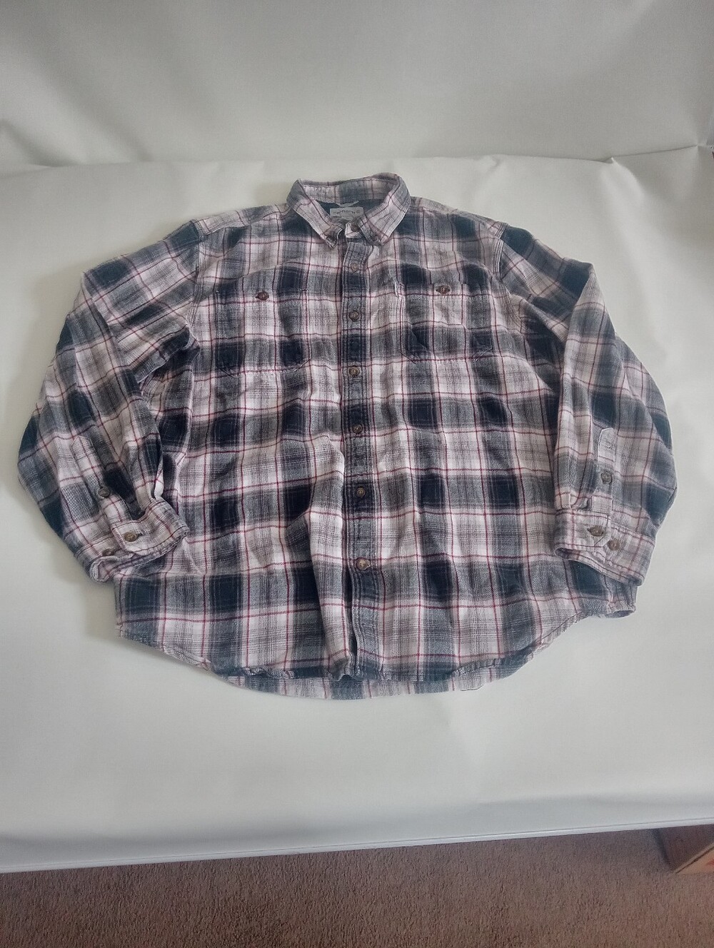 Carhartt Relaxed Fit Plaid Flannel Shirt Black, Grey, Red XL Pockets Button Down